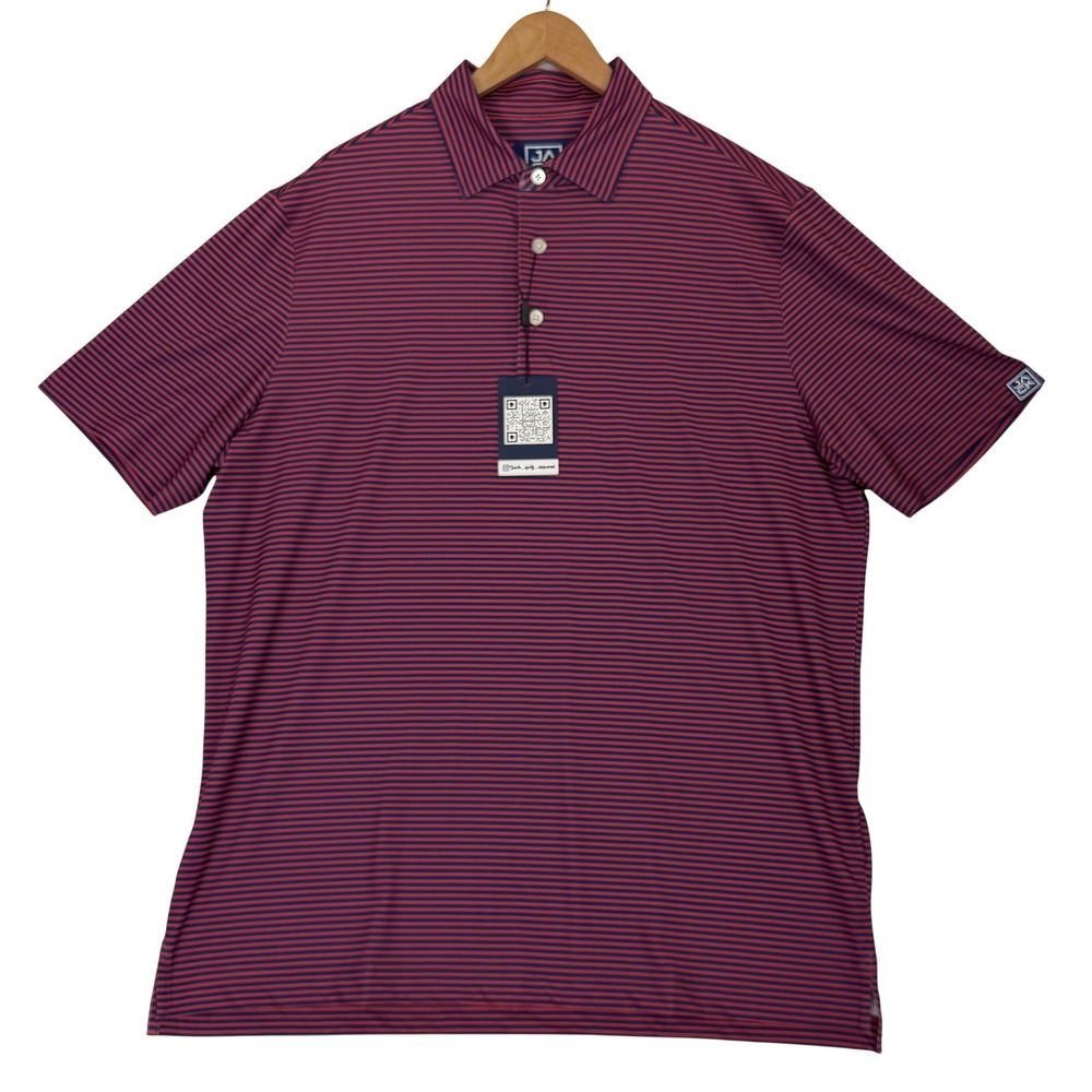 Jack Golf Apparel Polo Shirt Red Navy Striped Performance Golf Shirt NWT Sz XL